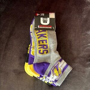 NBA LA Lakers Men's Grey, Yellow, and Black Socks - 3 Pack